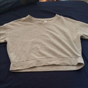 H&M Cropped Crewneck Sweatshirt - Light Gray